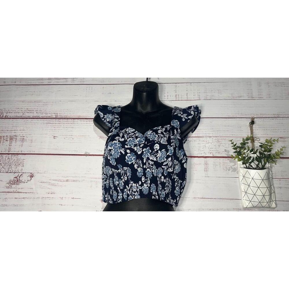 NEW B•O•G Collection Blue Floral Crop Top Medium